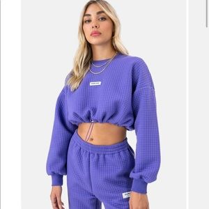 Purple Darling waffle knit cropped sweatshirt by Adika size M
